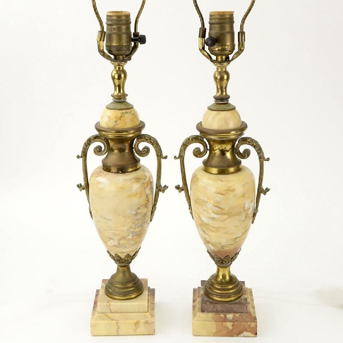 Pair of Antique Italian Marble and Bronze Urn Lamps. (1 of 6)