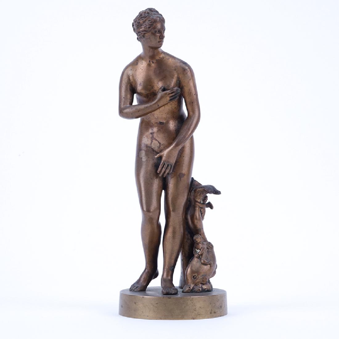 19/20th Century Venus de Medici Bronze Sculpture.: 19/20th Century Venus de Medici Bronze Sculpture. Unsigned. Rubbing to patina. Measures 8" H x 3" W. Shipping $52.00 (estimate $100-$150)