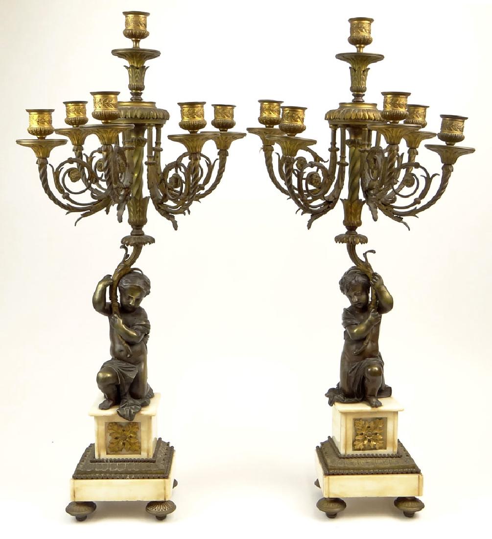 Pair of Antique French Bronze and Marble Figural Six (1 of 9)