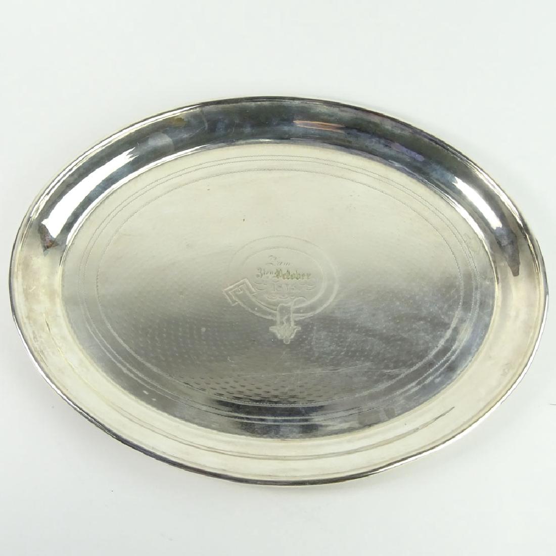 19th Century German Silver Oval Tray. Inscribed with (1 of 4)
