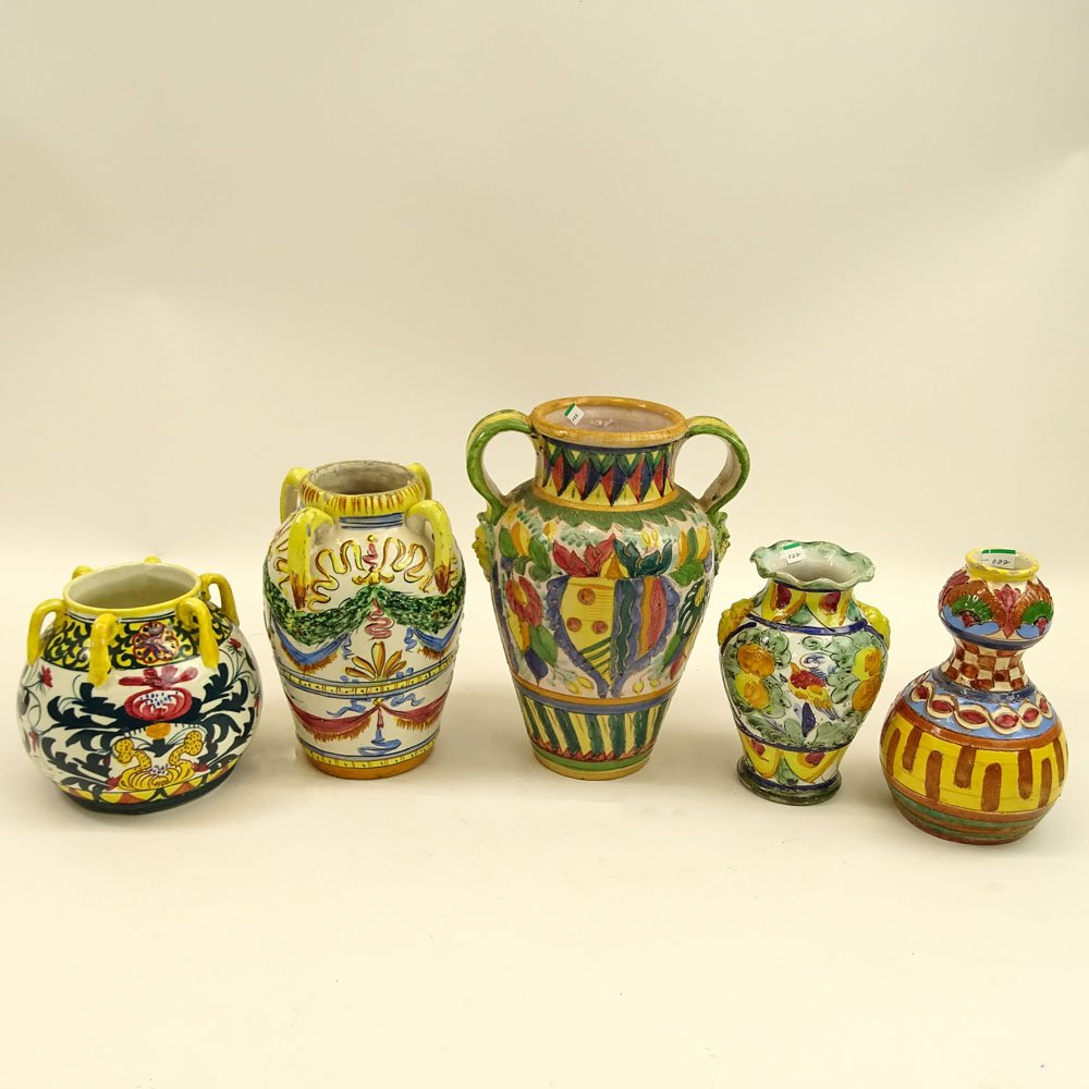 Lot of Five (5) Vintage Majolica Urns and Vases. (1 of 8)