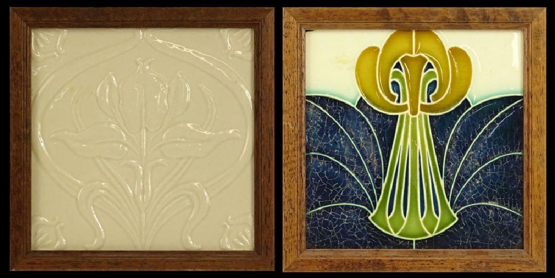 Two (2) Moorcroft style Art Nouveau decorative tiles. (1 of 4)