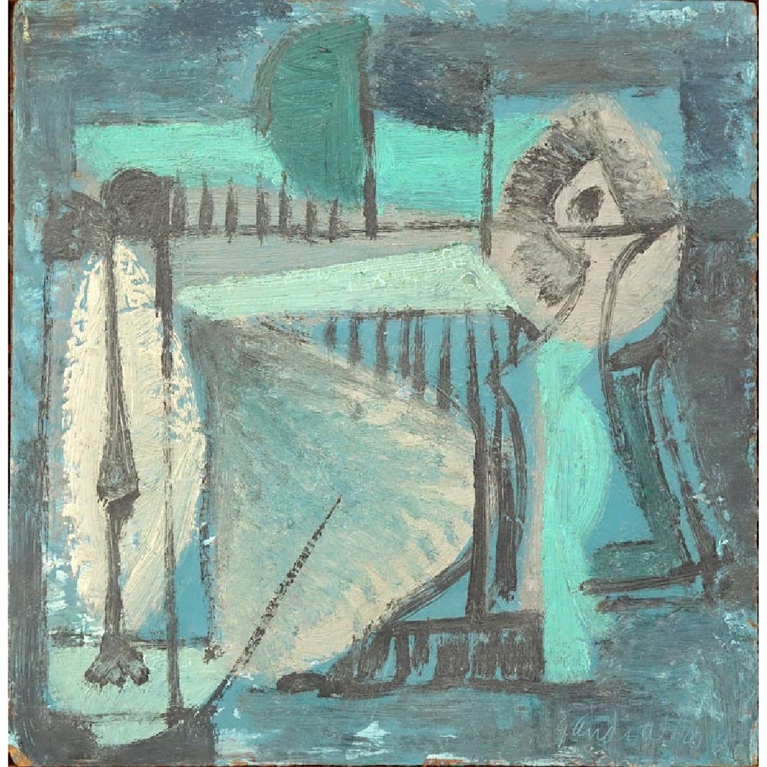 Gilberto Aceves Navarro Mexican (born1931- ) Acrylic: Gilberto Aceves Navarro Mexican (born1931- ) Acrylic and Oil on Board "The Light" Signed GA Navarro Lower Right and Again Aceves Navarro in Pen en Verso. Minor Chipping Around Edges or Else Very Good 