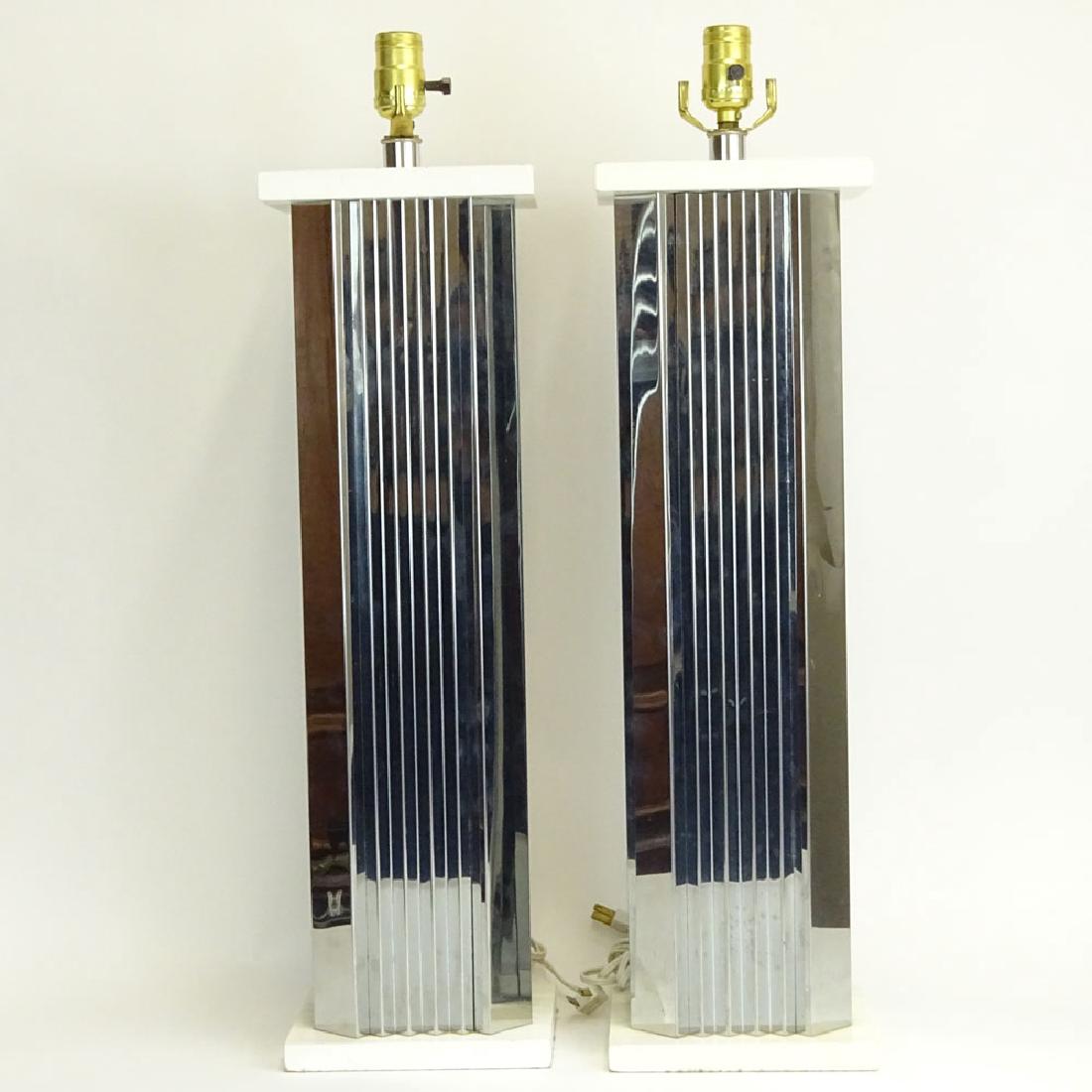 Pair of Mid Century Modern Chrome Finish Table Lamps. (1 of 4)