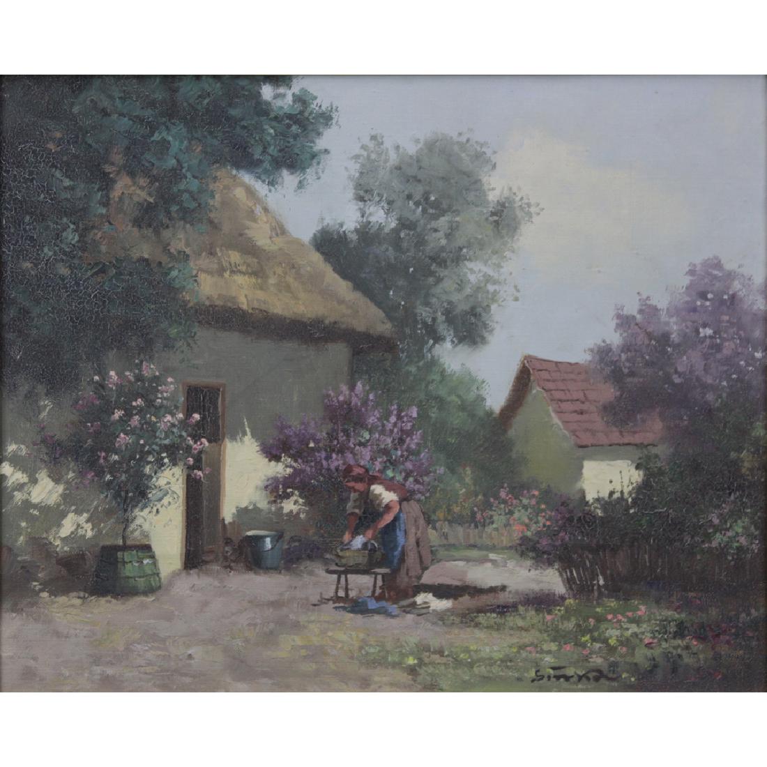 Hungarian School Oil on Canvas Painting "Villager (1 of 4)