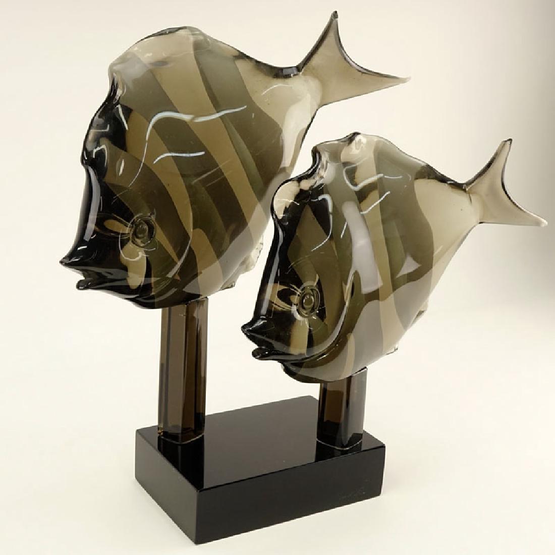 Vintage Licio Zanetti Art Glass Angel Fish Sculpture.: Vintage Licio Zanetti Art Glass Angel Fish Sculpture. Signed on base. AS IS condition, both fish have come off their stands, one with chip to tail. Measures approx. 20" H. Shipping: Third party. (esti