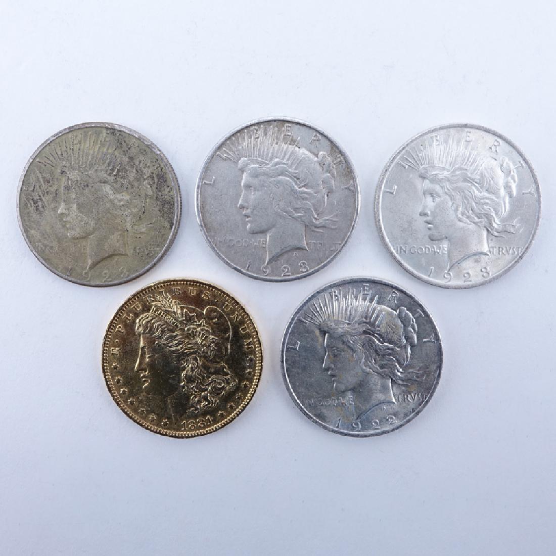 Collection of Five (5) U.S. Silver Dollars. Includes (1 of 4)