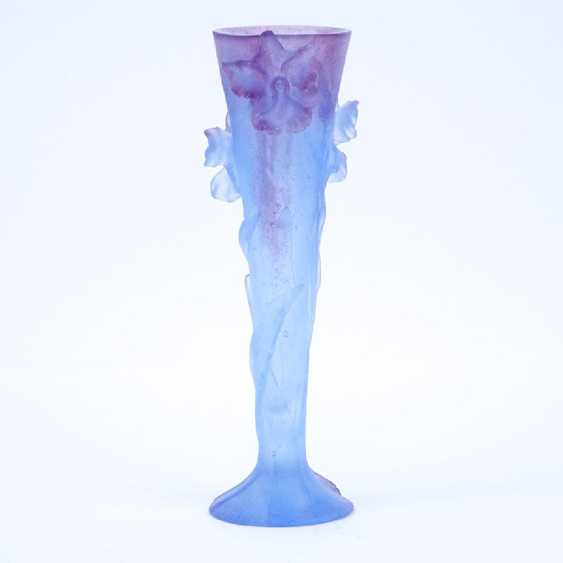 Daum Pate De Verre Vase. Iris motif in blue and purple. (1 of 7)