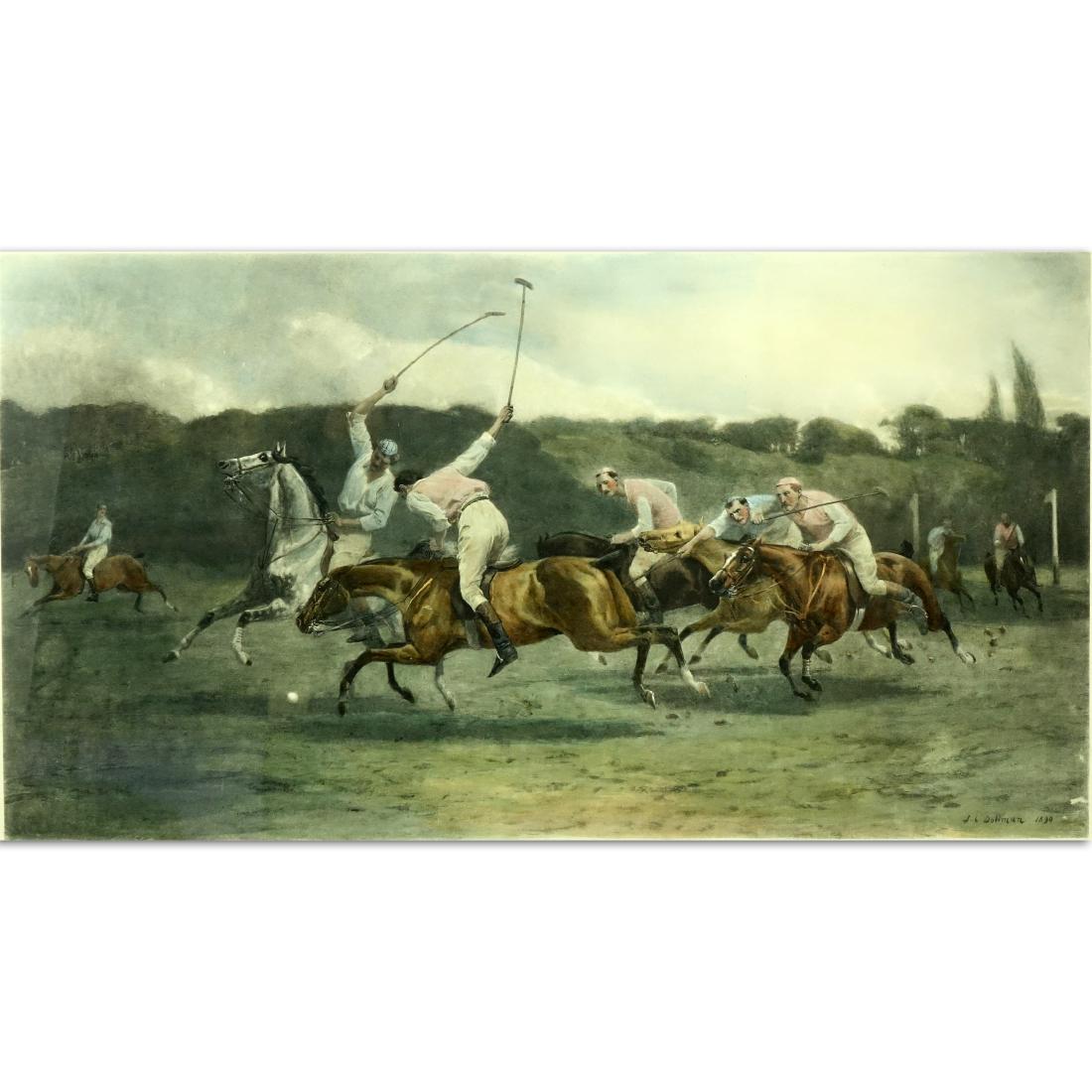 J.C. Dollman, British (1851-1934) "Polo" Color: J.C. Dollman, British (1851-1934) "Polo" Color Engraving on Paper. Published 1st Nov 1891. Good condition. Measures 24-1/2 x 36-1/4" W, frame measures 28"" H x 40" W. Shipping: Third party. (estimate 
