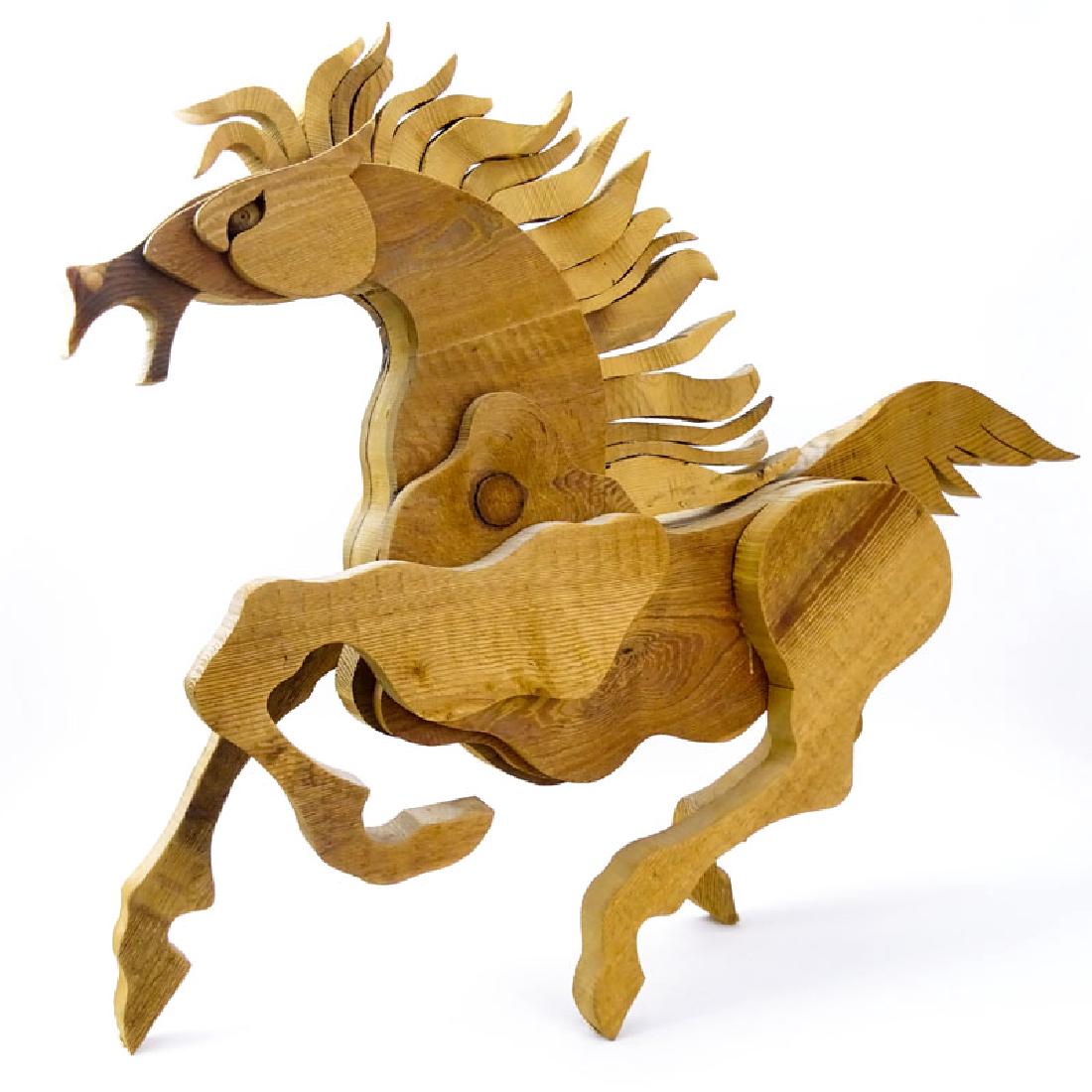 Large Contemporary Wood Carved Galloping Horse (1 of 6)