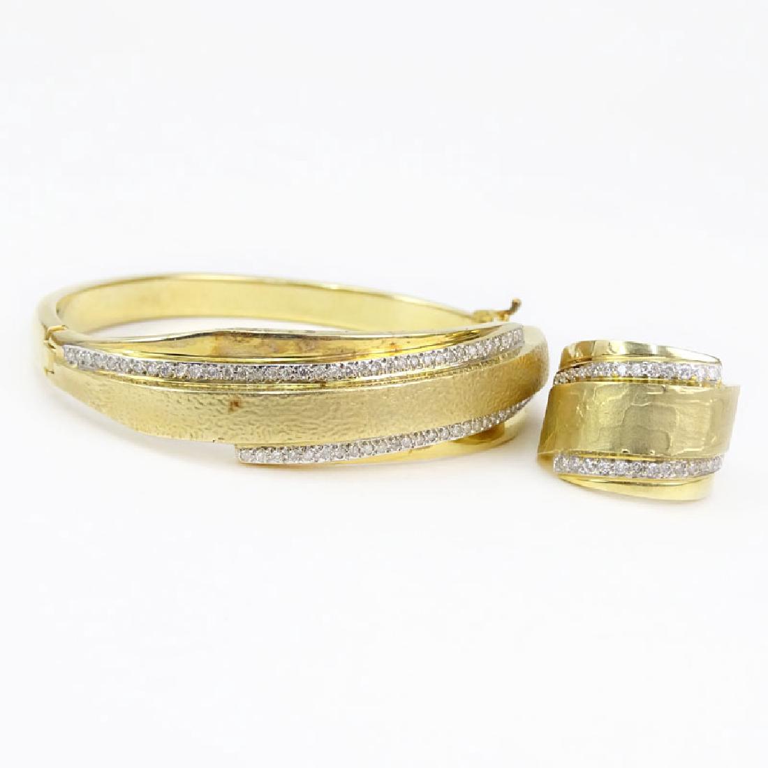 Vintage Israeli Diamond and 14 Karat Yellow Gold Hinged (1 of 4)