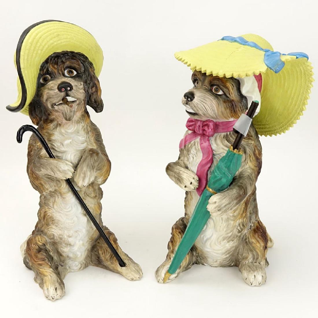 Pair of Vintage Painted Bisque Dog Figurines. Unsigned. (1 of 6)