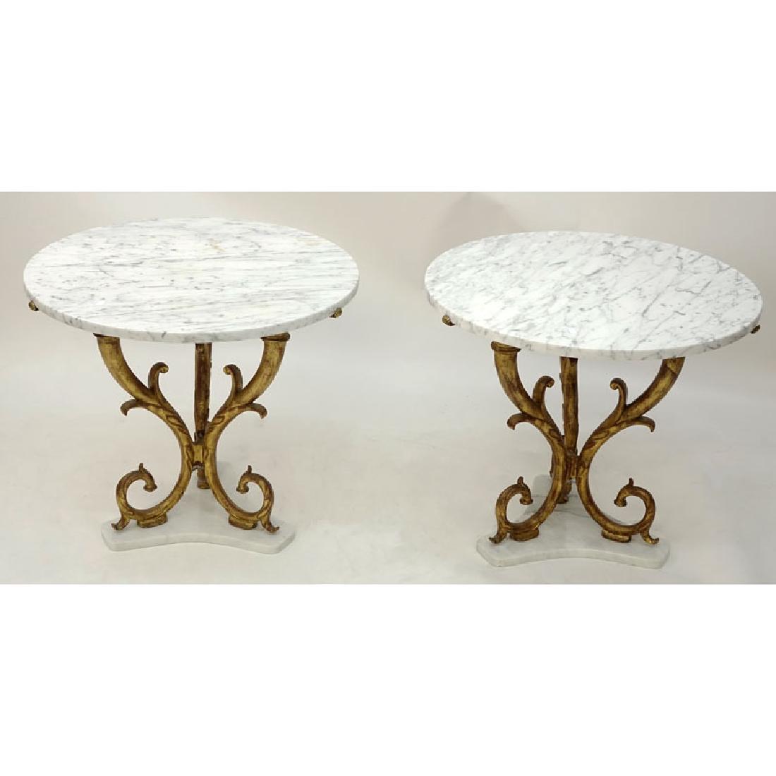 Pair of Mid Century Italian Gilt Metal and Marble Top (1 of 8)