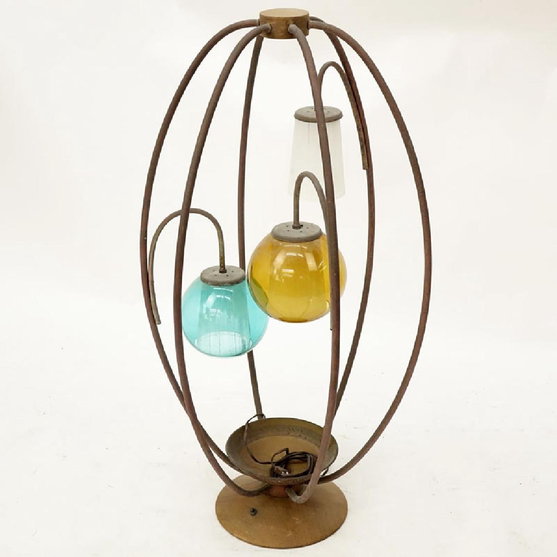 Mid Century Modern Metal and Wood Lamp. 3 lights, 2 (1 of 4)