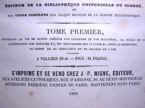 JP Migne Dated 1860 Oeuvres Tres-Completes de Sai - 10