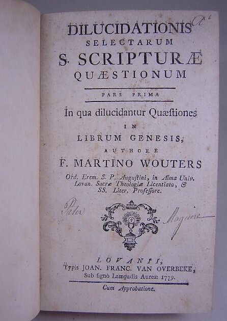 Van Overbeke Dated 1779 Quaestiones in Librum Gen - 3