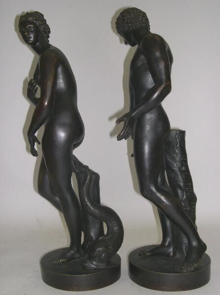 Two Large 19C Patinat Bronze Sculptures David & D - 3
