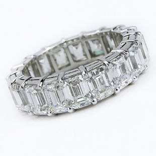 Very Fine GIA Certified Eighteen (18) 8.54 Carat TW: Very Fine GIA Certified Eighteen (18) 8.54 Carat TW Emerald Cut Diamond and Platinum Eternity Band. Diamonds D-G color, Internally Flawless to VS2 clarity. Each diamond individually certified by GIA.