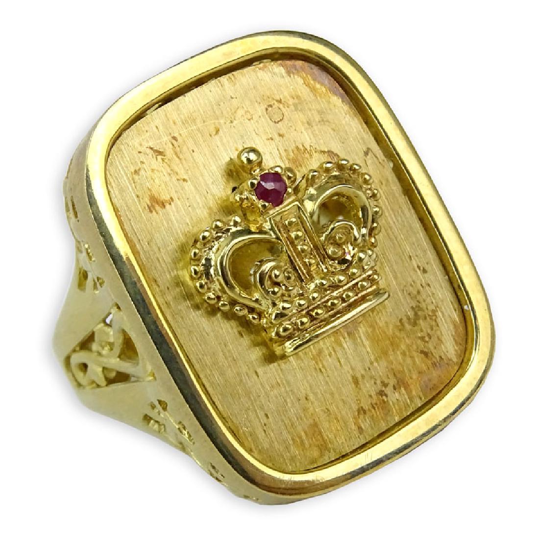 Vintage 14 Karat Yellow Gold Ring with Crown and Ruby (1 of 3)
