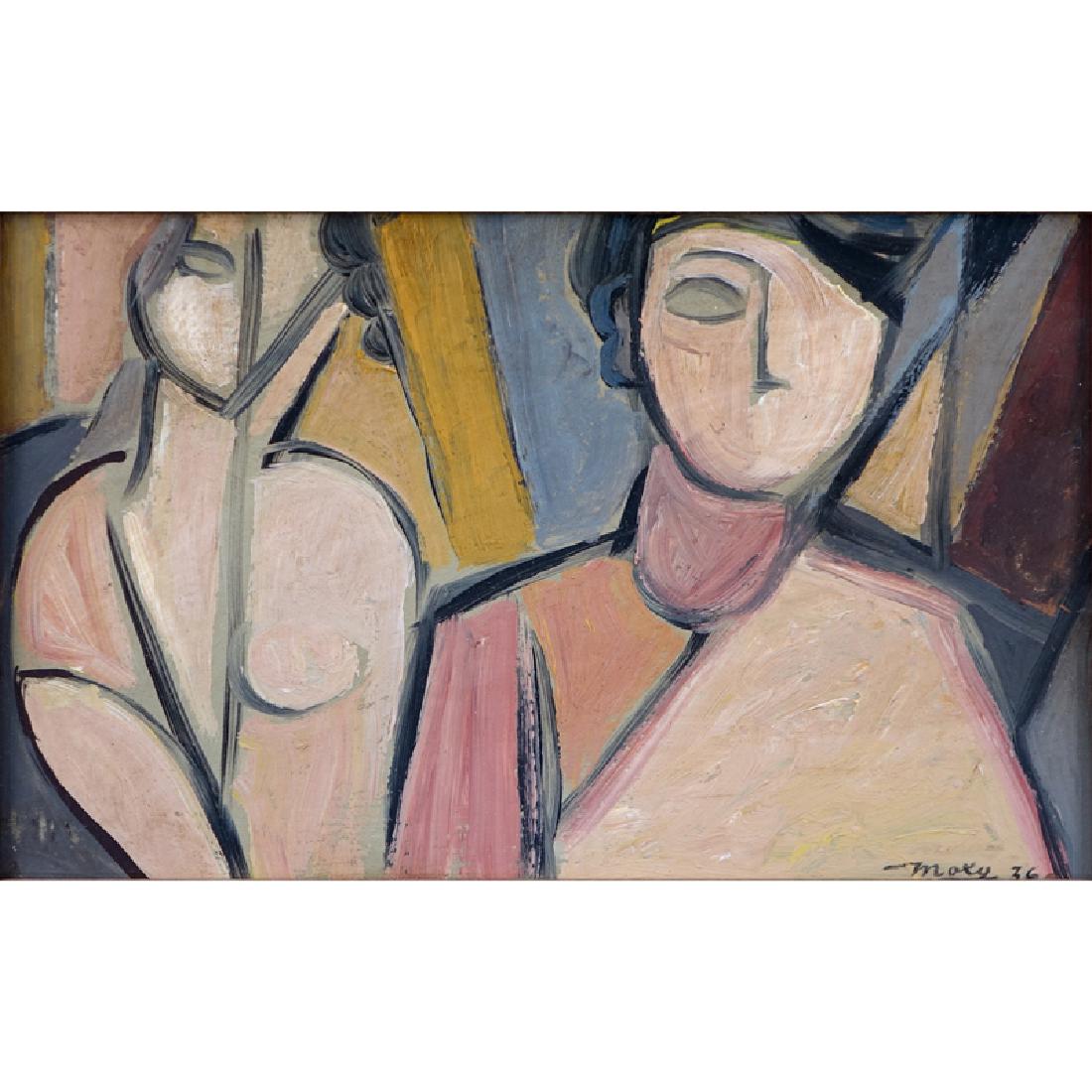 Possibly: Max Herman Maxy, Romanian (1895 - 1971) Oil: Possibly: Max Herman Maxy, Romanian (1895 - 1971) Oil on panel "Cubist Work of Man & Woman". Signed Maxy and dated 36 lower right. Good condition. Measures 7-1/2" x 11", frame measures 8-3/4" x 12-1/4