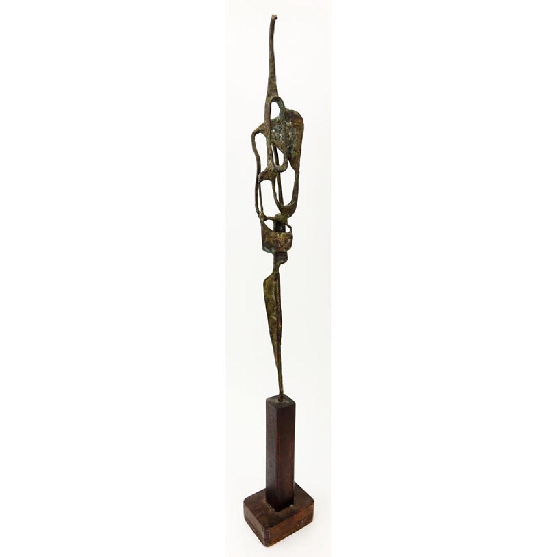 Mid Century Abstract Bronze Sculpture on Wooden Base. (1 of 7)