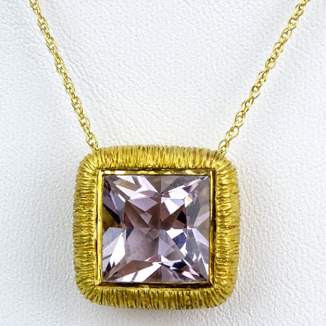Vintage Square Cut Morganite and 18 Karat Yellow Gold (1 of 3)