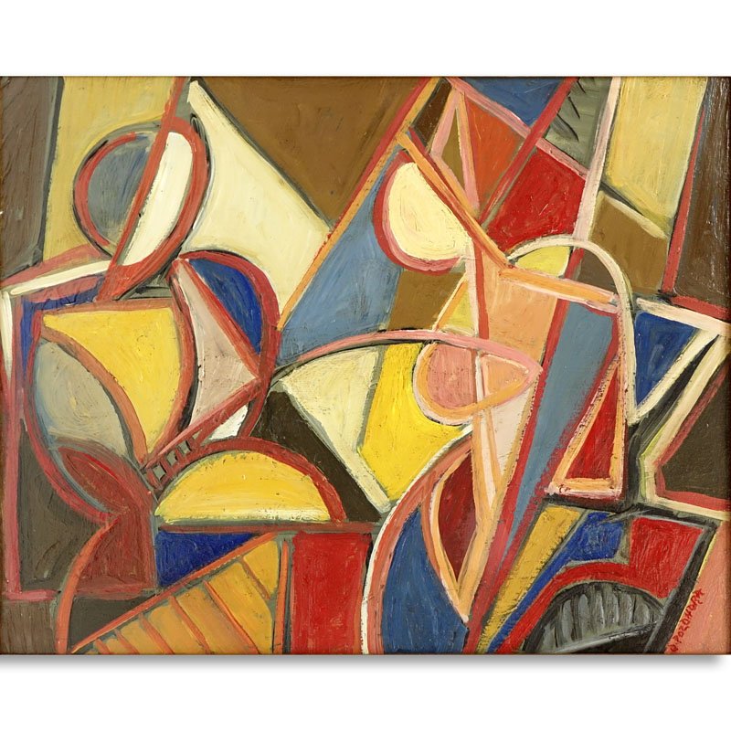 Russian School Oil On Wood Panel "Cubist Composition". (1 of 4)