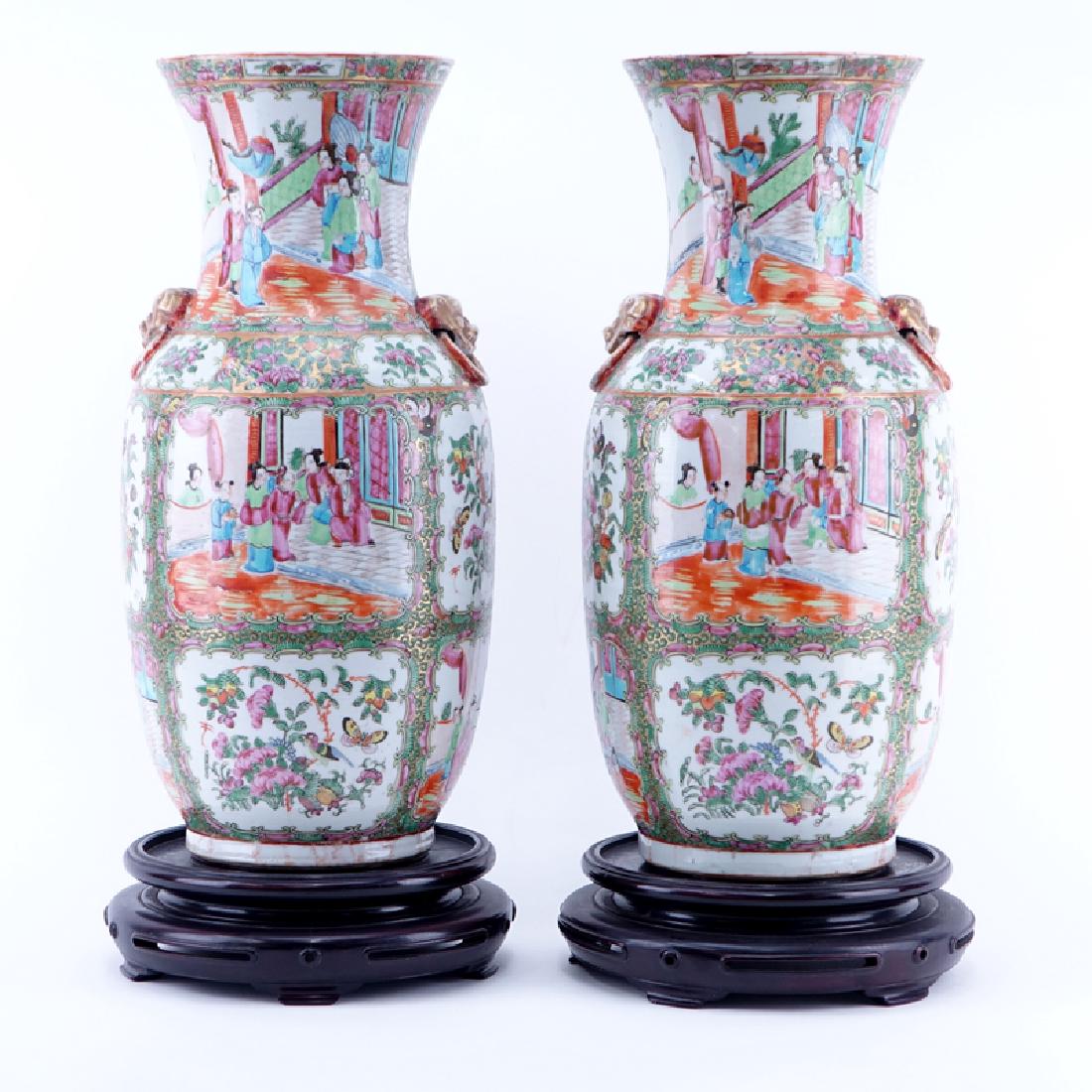 Large Pair of Antique Rose Medallion Porcelain Vases (1 of 6)