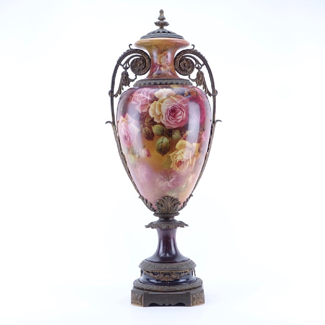 Large Victorian Hand Painted Metal Mounted Porcelain (1 of 8)