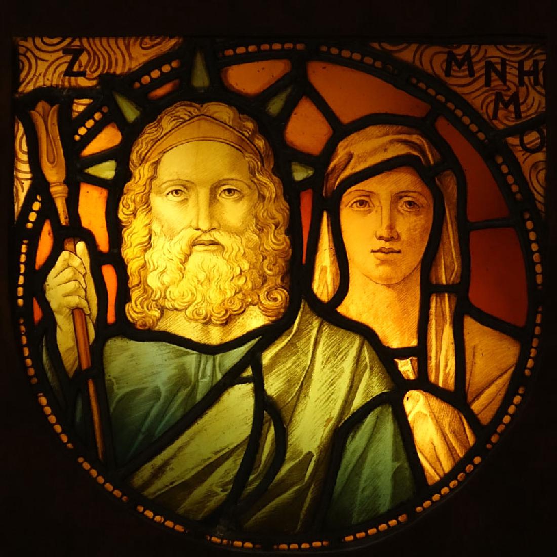 Antique Hand Painted Stained Glass Window, Mythological (1 of 8)