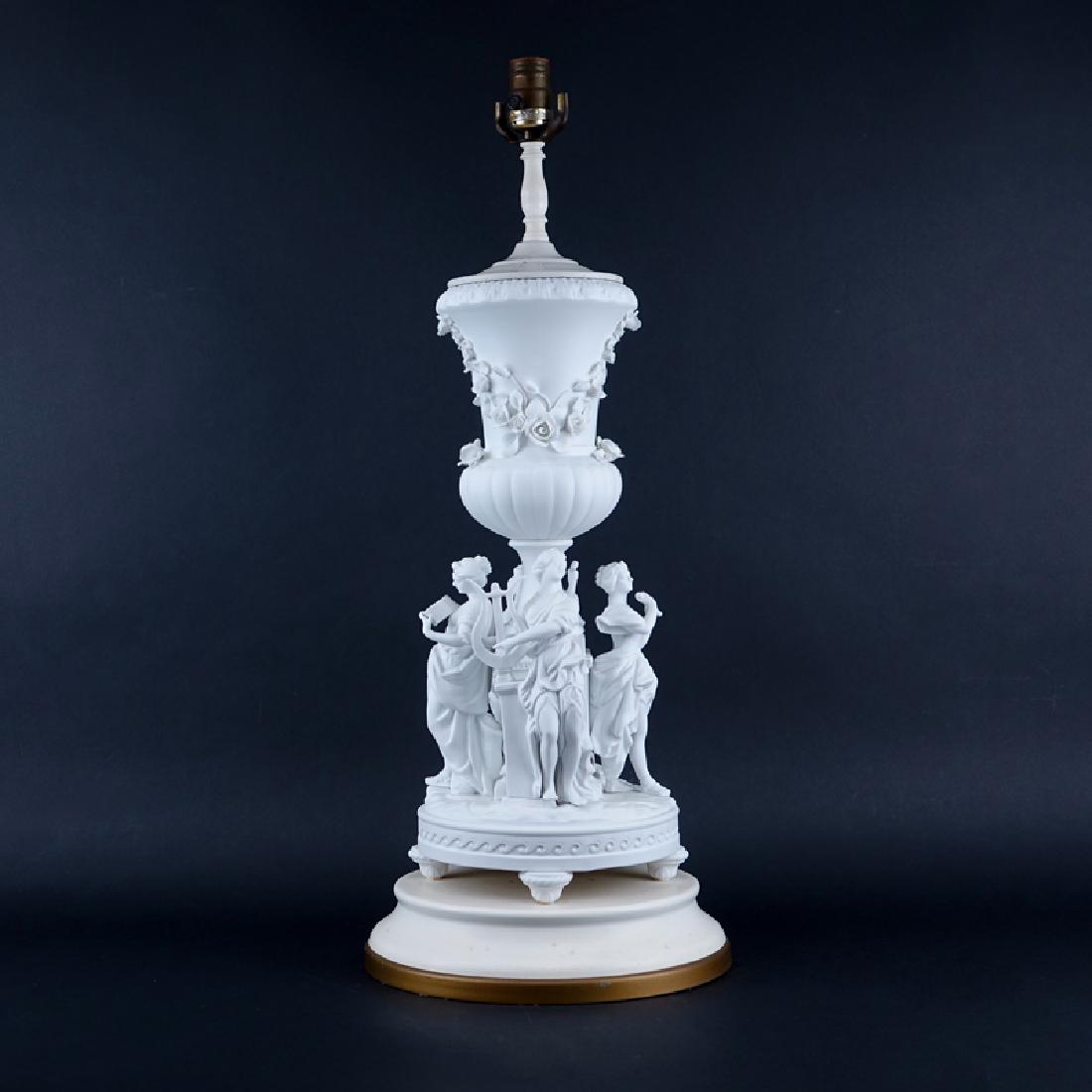 20th Century Sevres Style Bisque Figural Lamp. (1 of 4)
