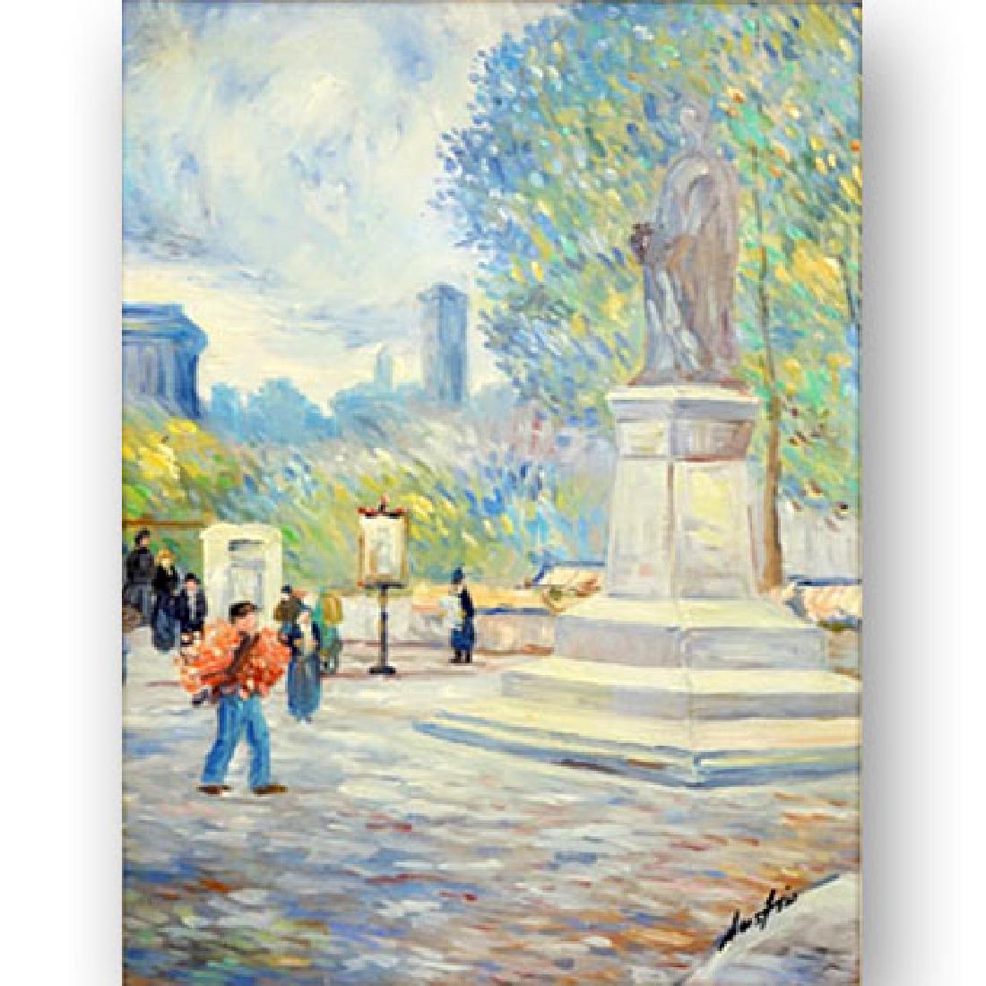 20th Century Oil on Canvas "Park Scene" Signed Austin (1 of 5)