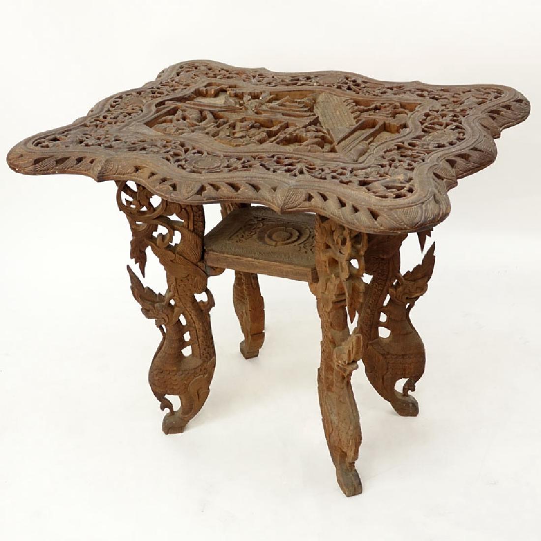 20th Century Thai Carved Teak Wood Table. Relief (1 of 4)