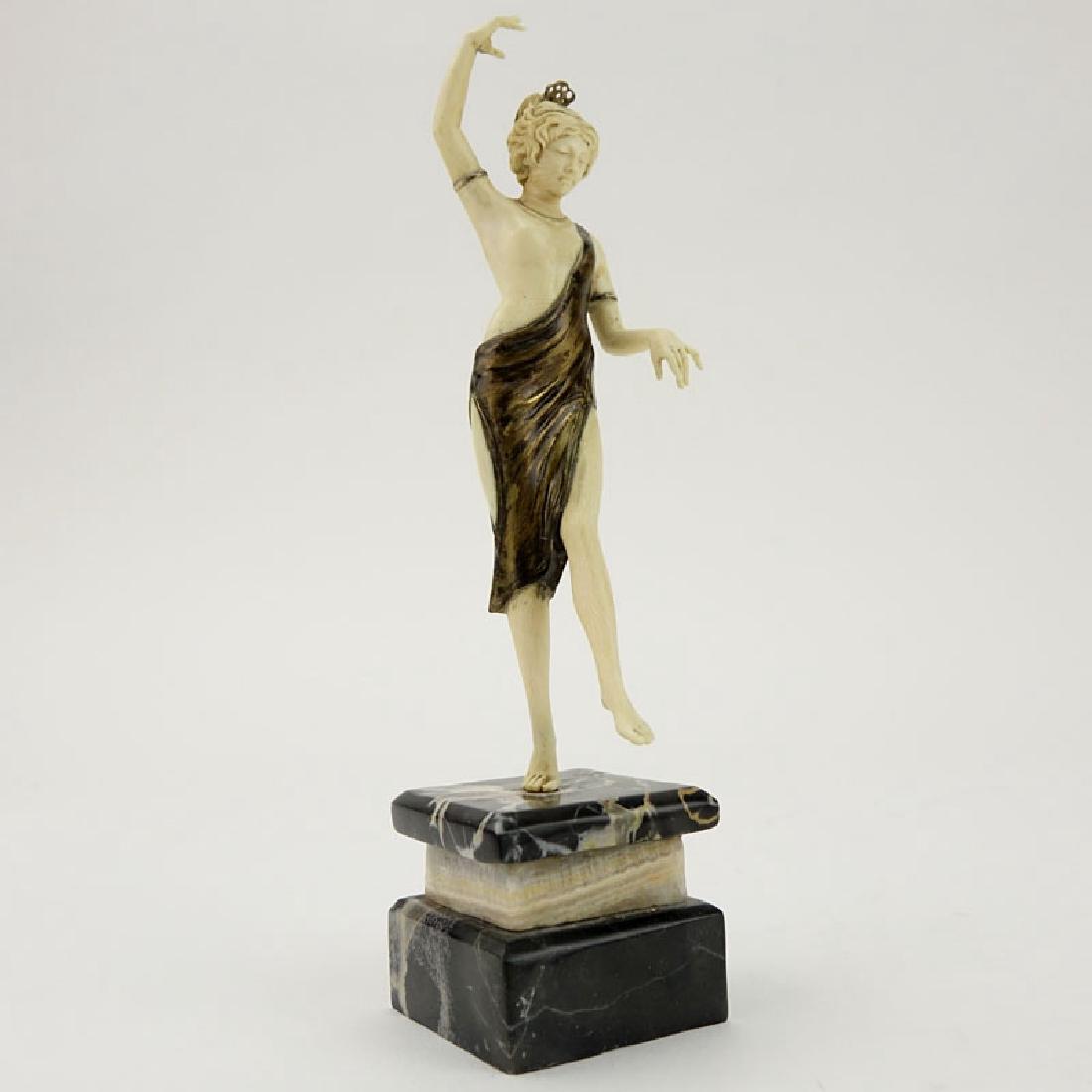Art Deco Carved Ivory and Bronze Dancer with Tambourine (1 of 10)