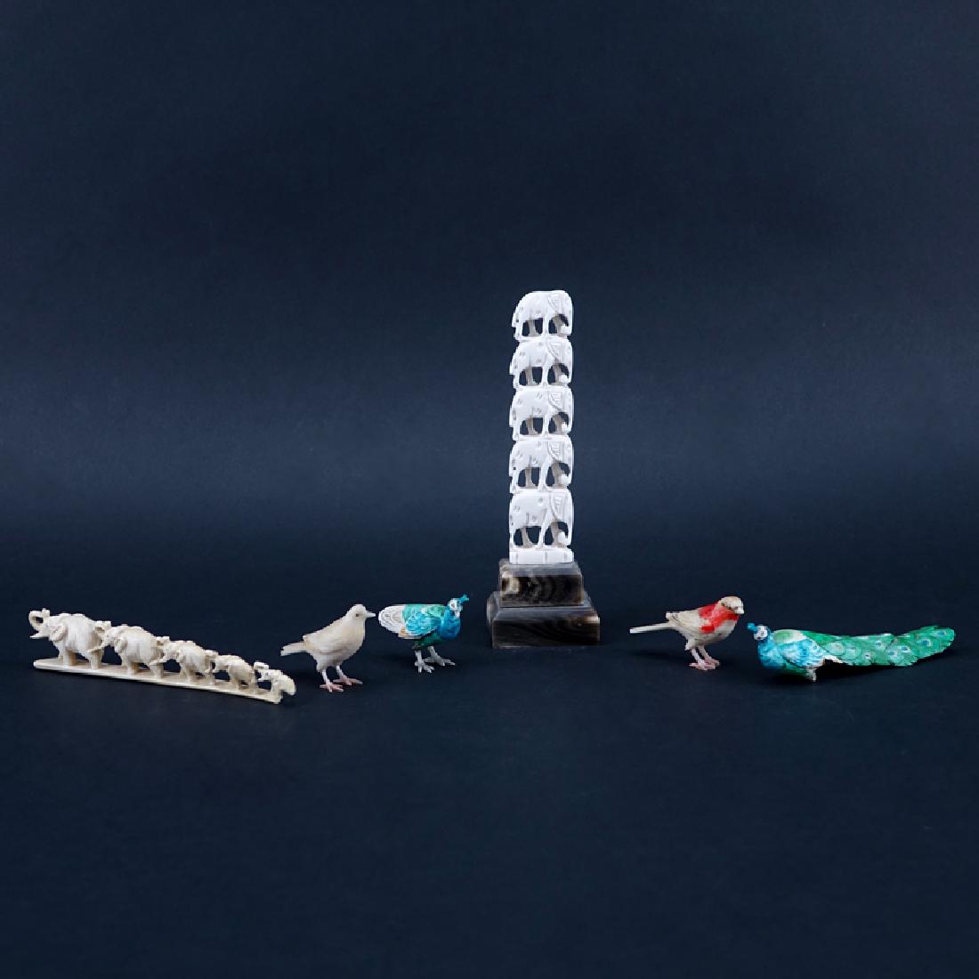 Lot of Six (6) Carved Ivory Figures. Includes: four (1 of 3)