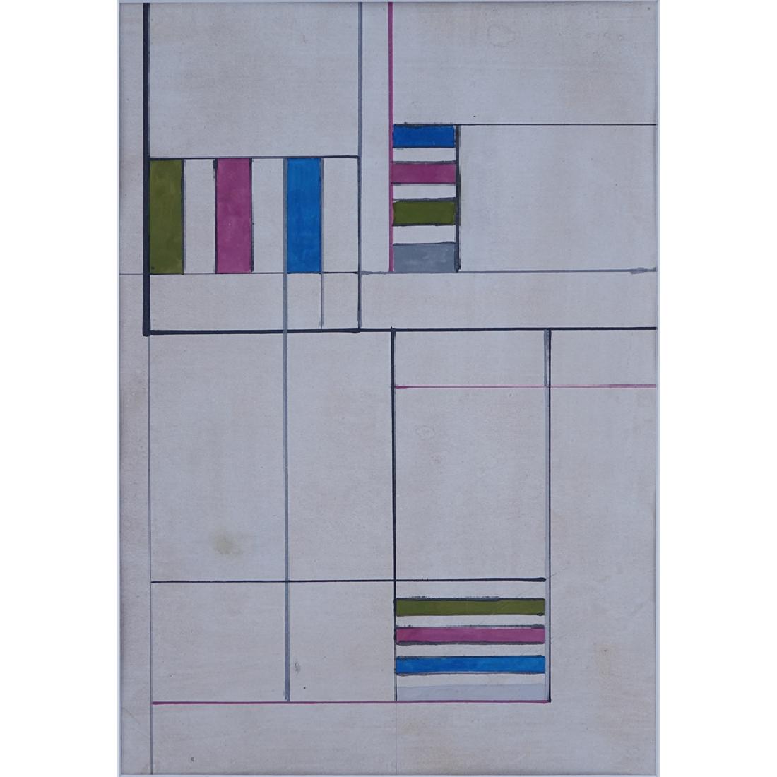 Attributed to: Alfredo Hlito, Argentinian (1923 - 1993): Attributed to: Alfredo Hlito, Argentinian (1923 - 1993) Ink and watercolor on paper "Composition". Signed in pencil en verso. Toning, stains. Measures 11" x 7-1/2". Shipping $58.00 (estimate $400-$600