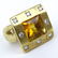 Square Cut Citrine, Diamond and 14 Karat Yellow Gold