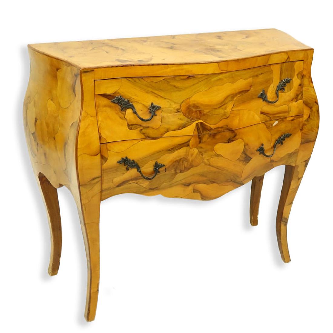 Mid Century Italian Patchwork Burl Wood Inlaid Bombe (1 of 6)