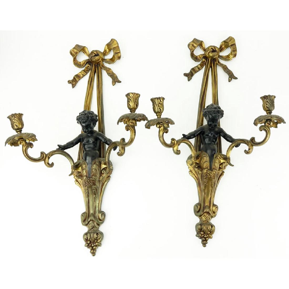 Pair of Louis XVI Style Gilt Bronze Figural Sconces. (1 of 5)