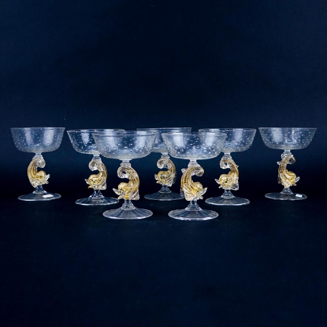 Seven (7) Hand Blown Venetian Murano Art Glass Dolphin (1 of 5)