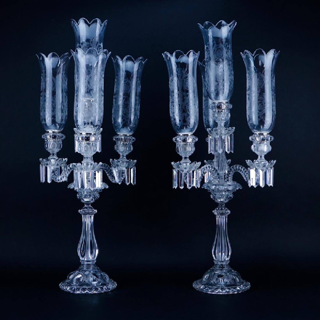 Pair of Antique Baccarat Moulded Glass 3 Light (1 of 5)