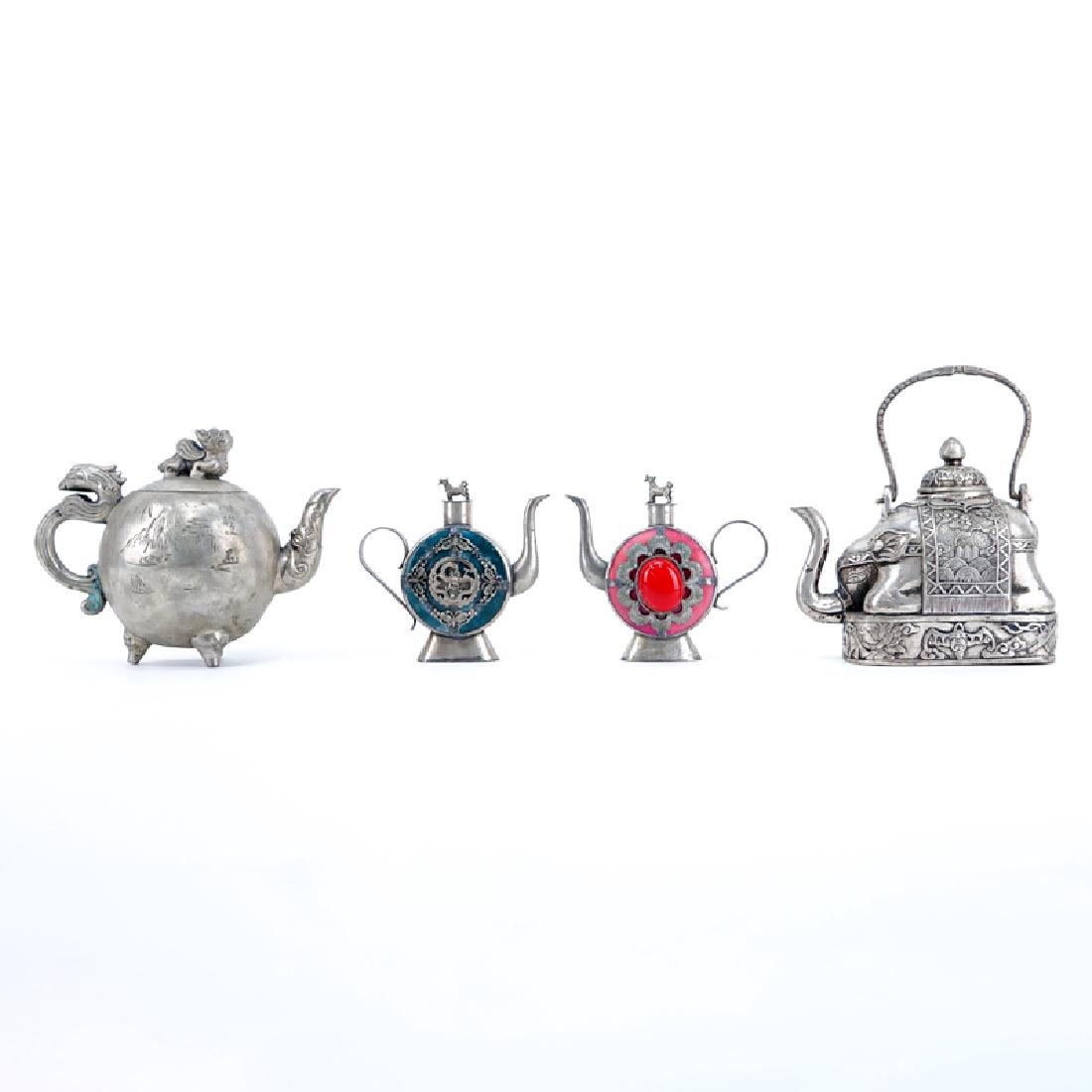 Two (2) Vintage Chinese White Metal, Enamel and (1 of 9)