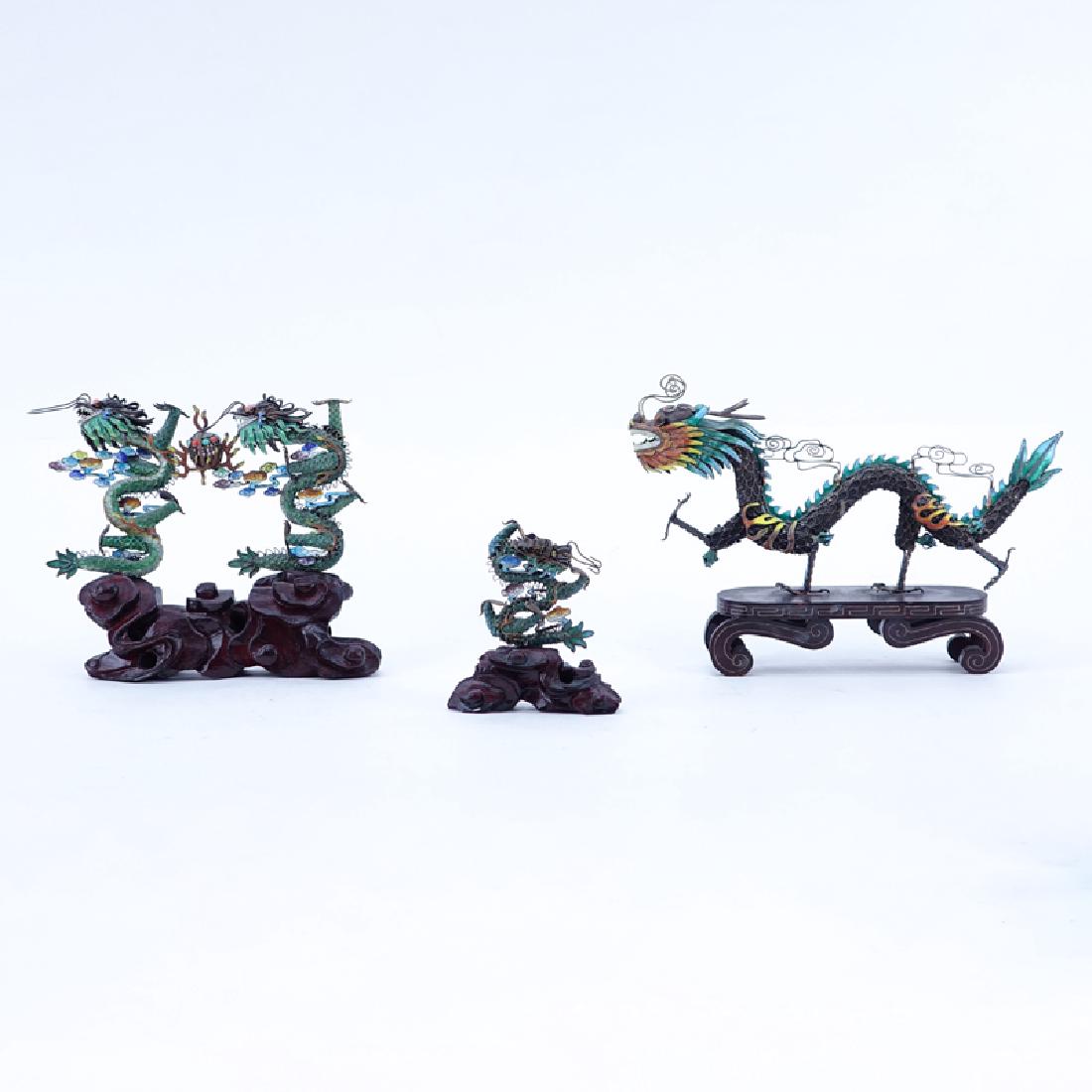 Three (3) Vintage Chinese Asian Silver And Enamel (1 of 4)