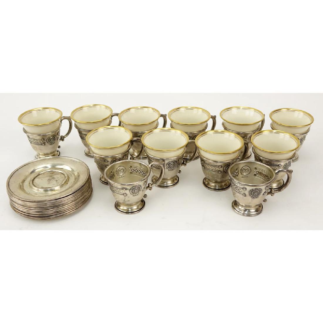 Set of Sterling and Porcelain Demitasse Cups and (1 of 3)