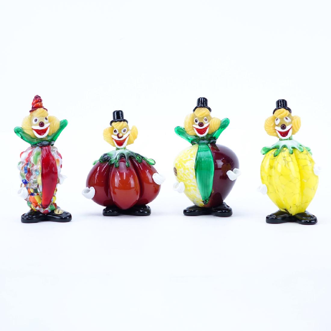 Collection Of Four (4) Vintage Murano Art Glass Clowns. (1 of 3)
