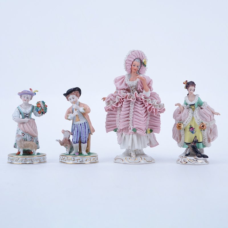 Four (4) Vintage Dresden Figurines. Includes 2 Dresden (1 of 8)