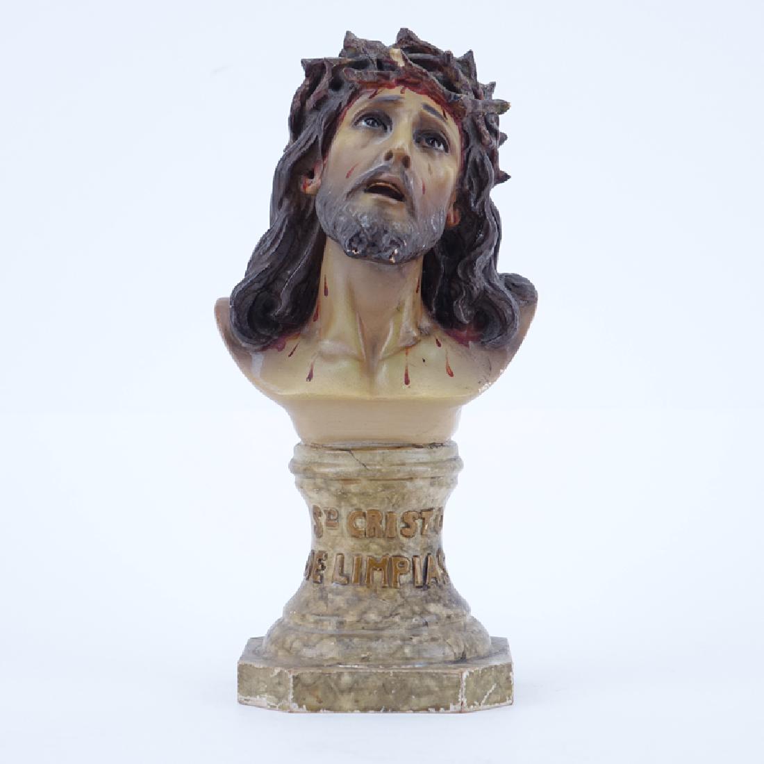 Vintage Terracotta Bust Of Jesus. Marked  El Arte (1 of 3)
