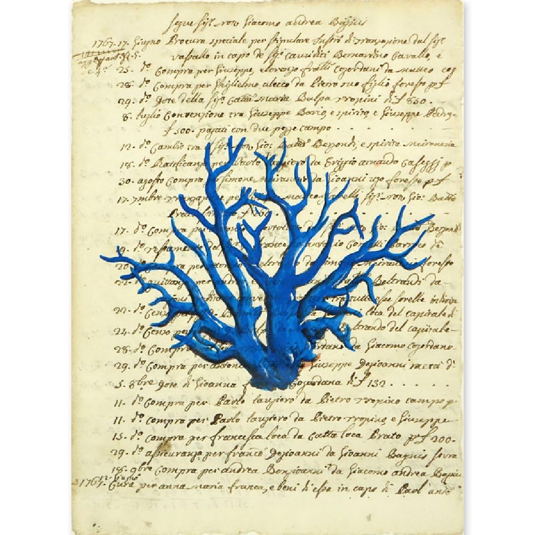 Italian School Hand Colored Engraving Of Blue Coral On (1 of 5)