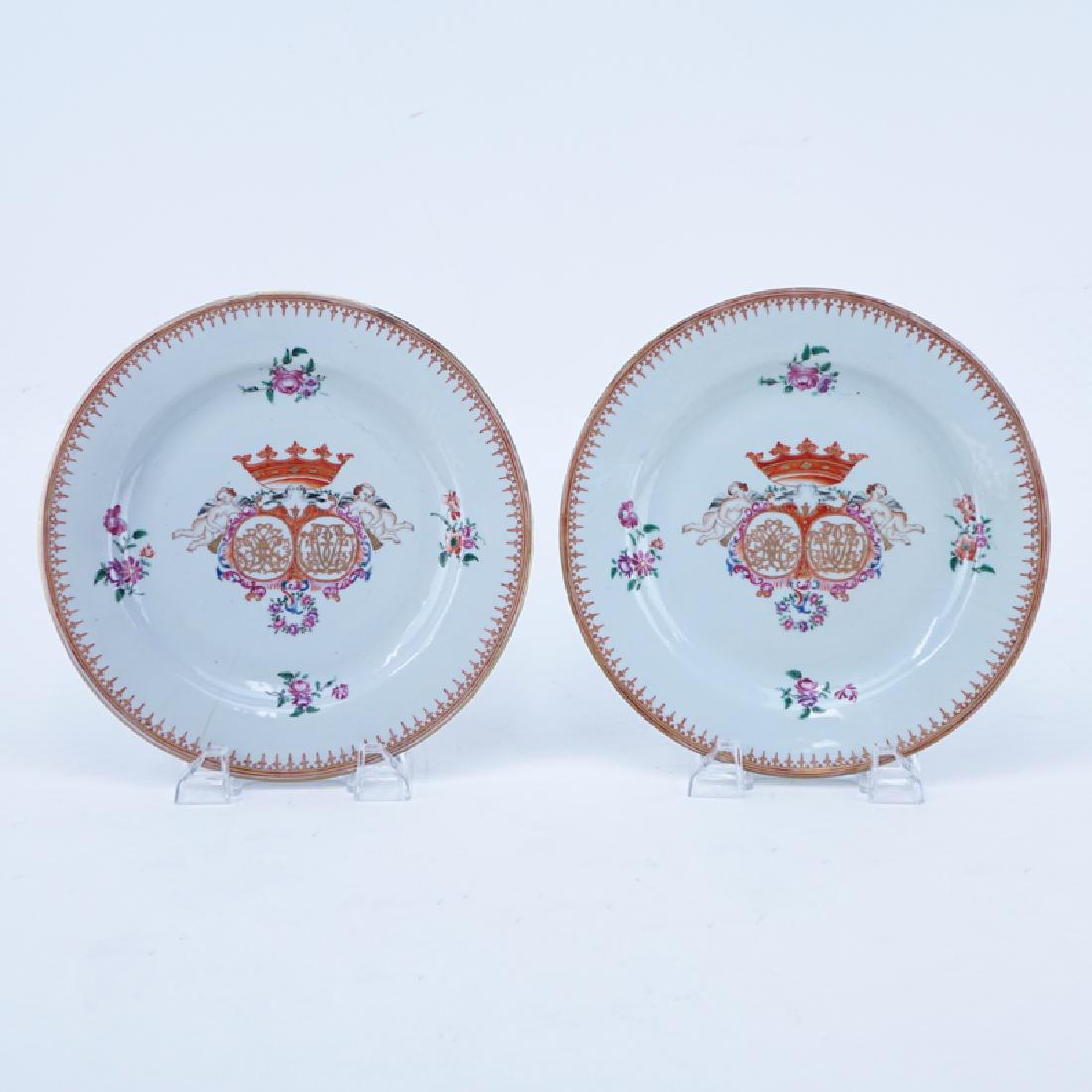 Pair Of Early Chinese Export Porcelain Armorial Plates (1 of 5)