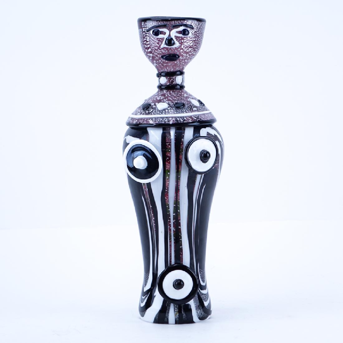 Large Mid Century Art Glass Abstract Face Vase (1 of 4)